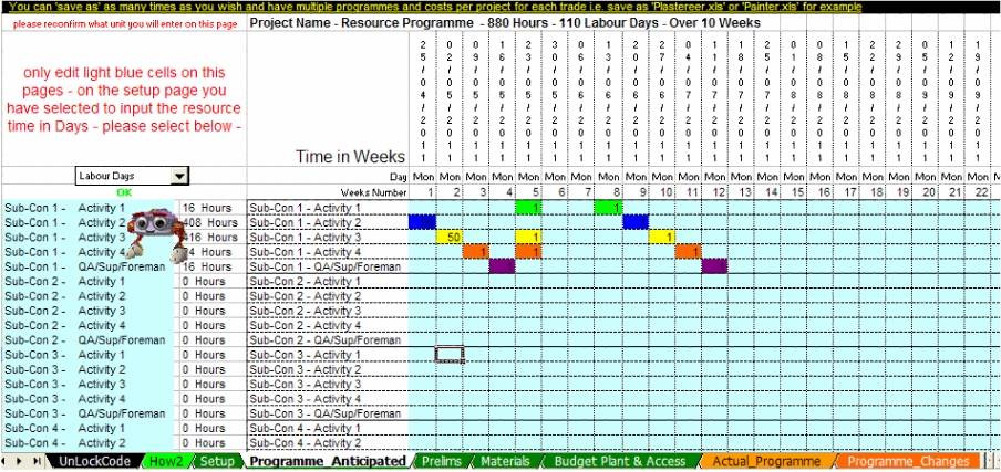 Construction Programme Software Screen Shot