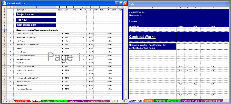 Construction Valuation Template